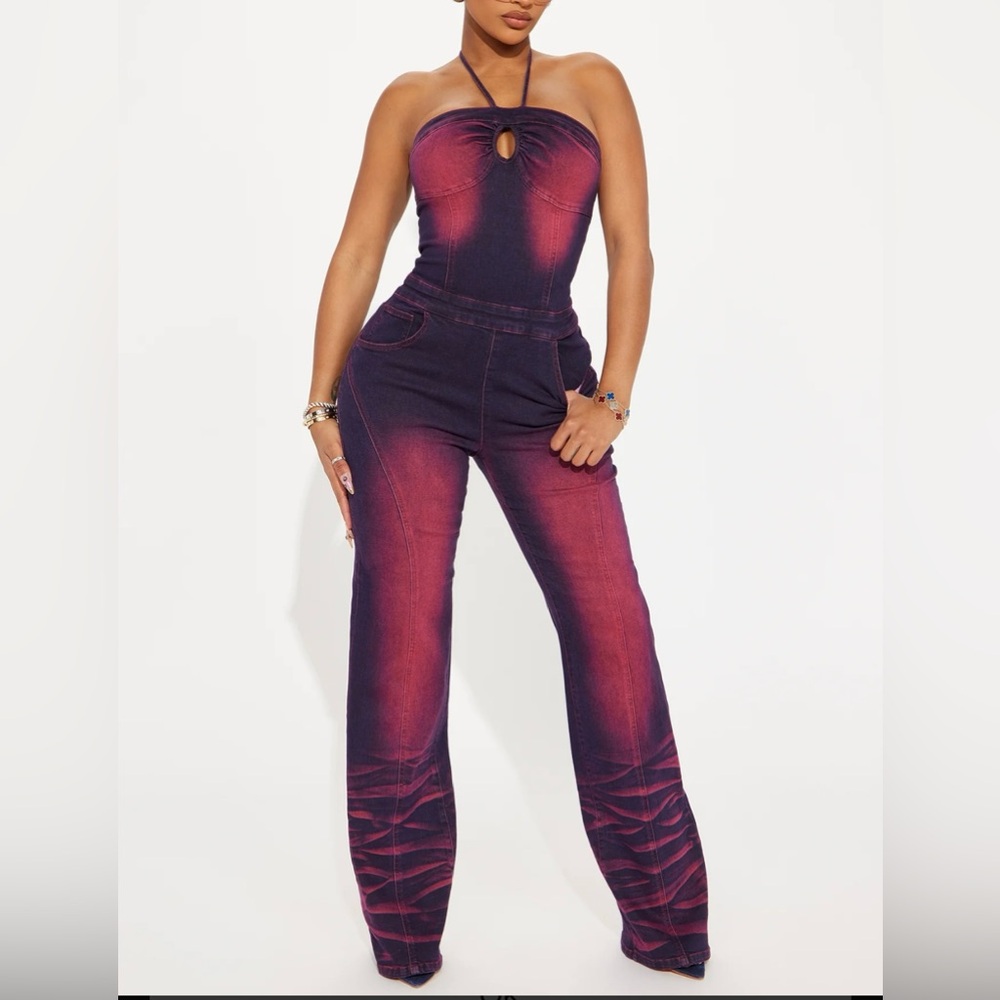 Fashion Nova Women’s More Drama Denim Jumpsuit - Dark Wash Sz‎ Medium RN 149052 - Picture 16 of 16